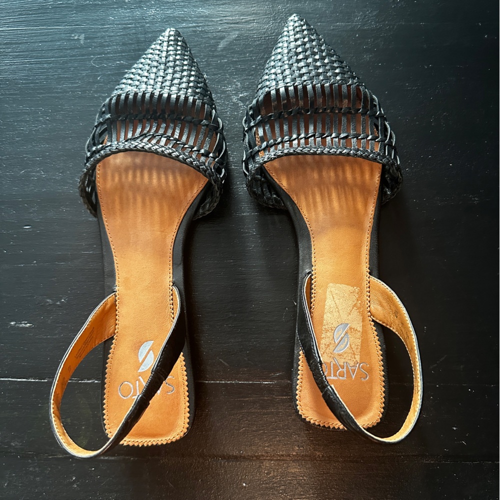 Franco Sarto size 10 pointed toe sling back woven flats